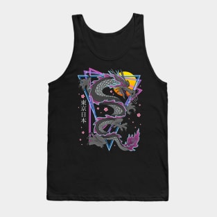 Japanese Tokyo Dragon Retro 80s Vaporwave Sakura Tank Top